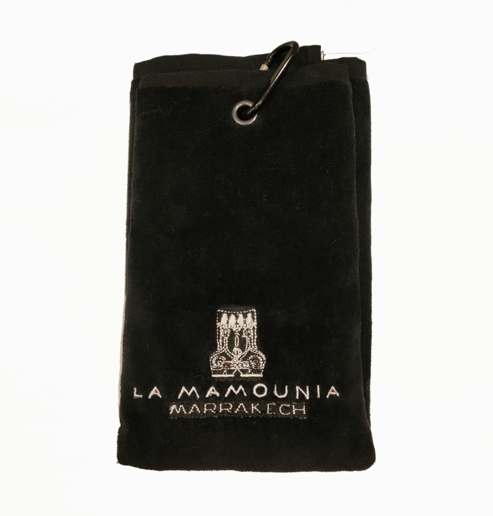 Black golf ball wipes with Mamounia logo