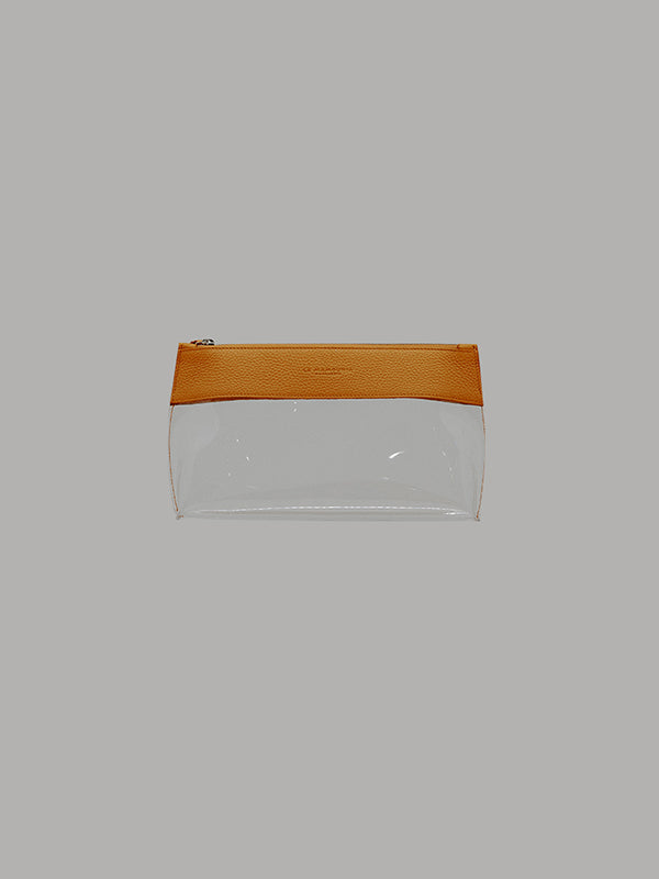 Transparent zipped leather pouch