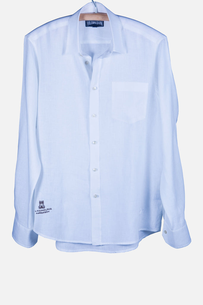 Chemise blanche en lin avec logo