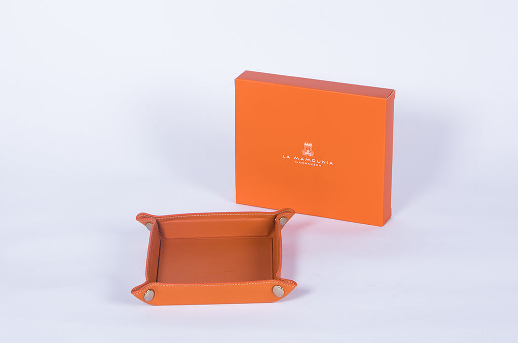 Orange leather storage tray