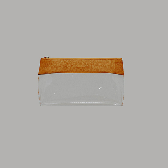 Pochette transparente cuir zippé
