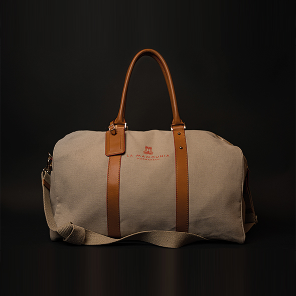 48h cotton and orange leather bag