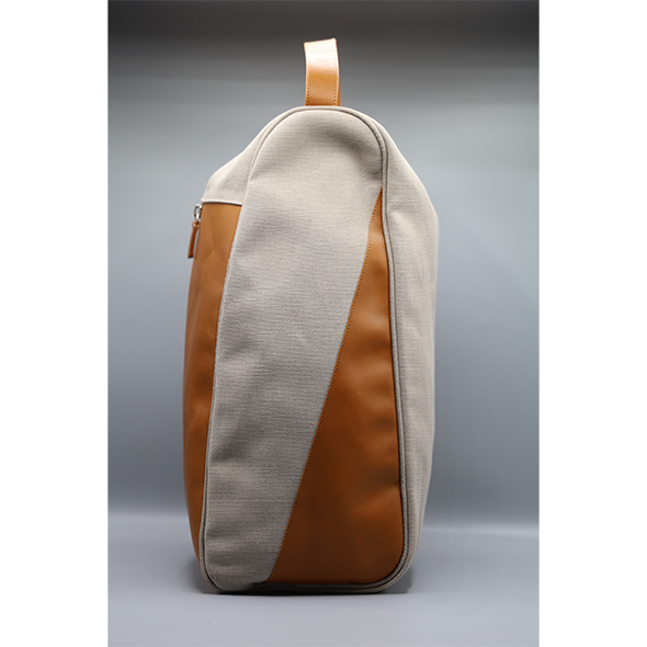 Orange cotton and leather shoe bag