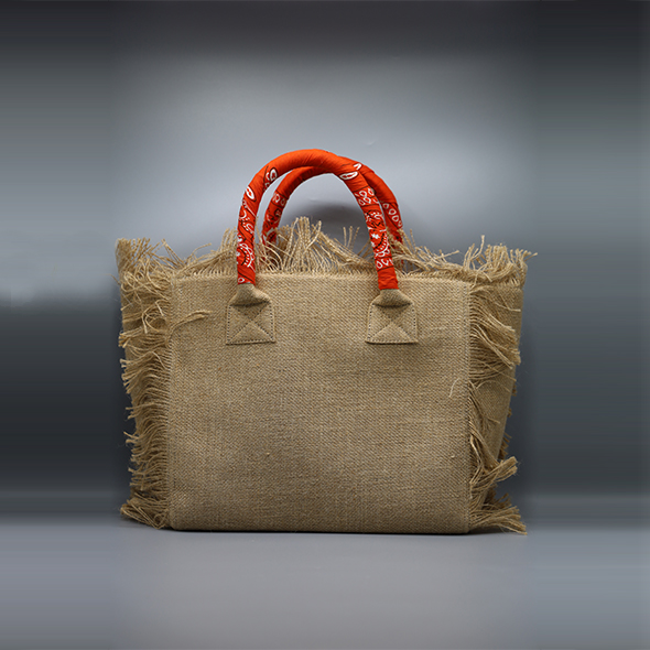 La Mamounia small fringed tote bag in burlap