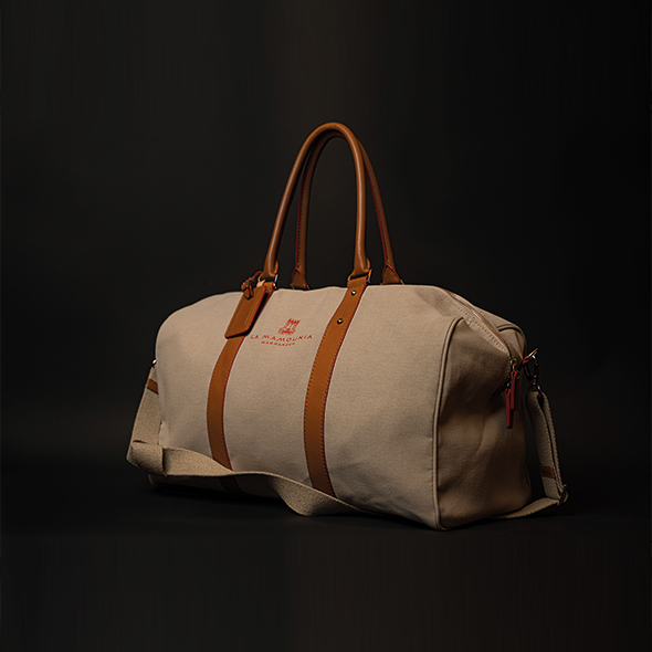 48h cotton and orange leather bag